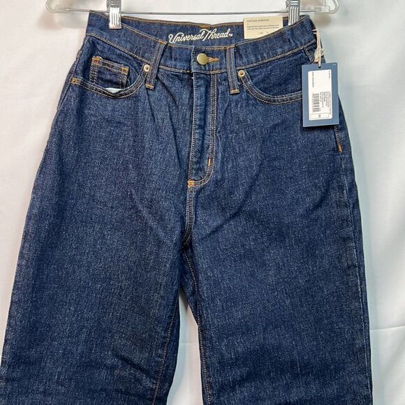Universal Thread Vintage Straight stretch dark wash blue jeans size 2 NWT - Picture 2 of 12